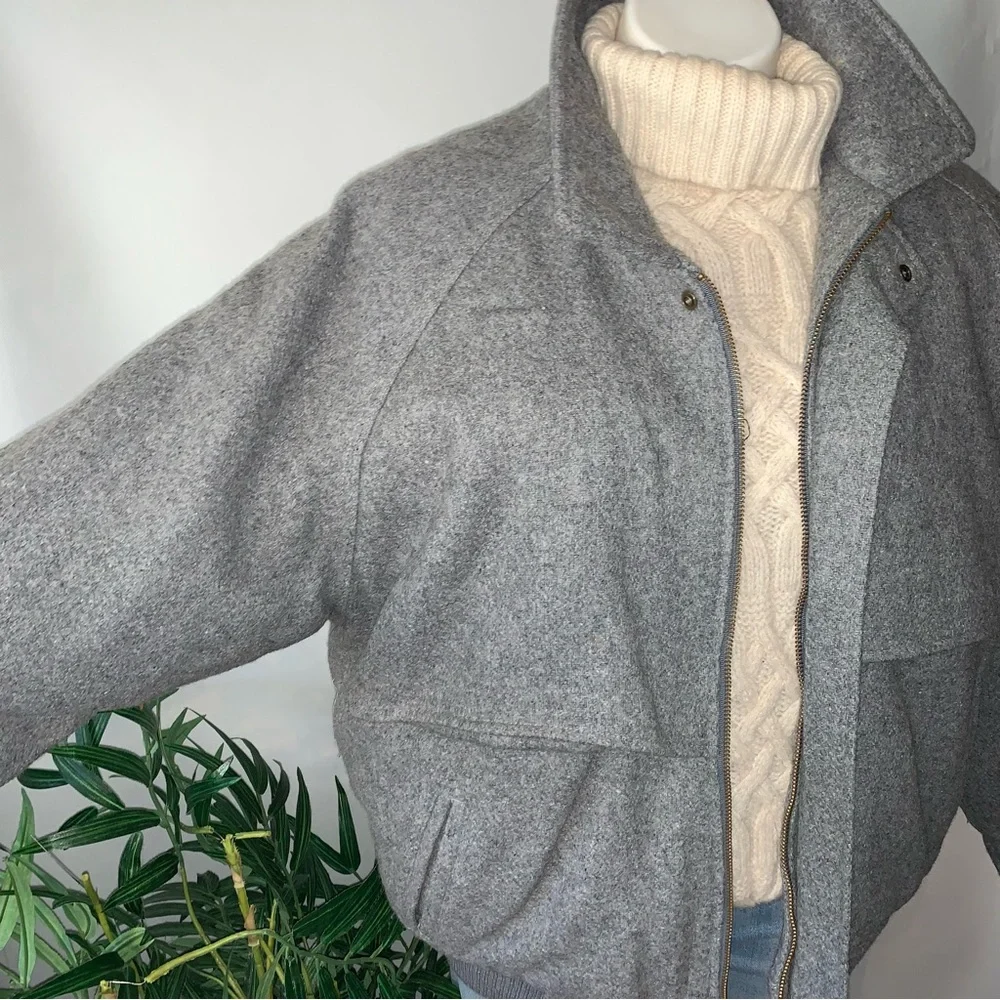 v i n t a g e :: Wool Warm Padded Lined Tweed Bomber Jacket - Picture 4 of 15